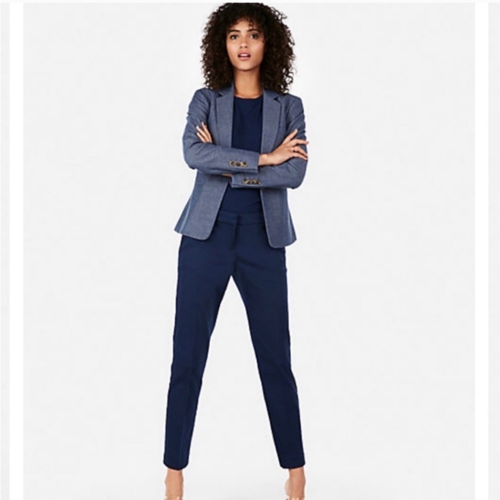 Express Navy Columnist Ankle Mid Rise Dress Pants